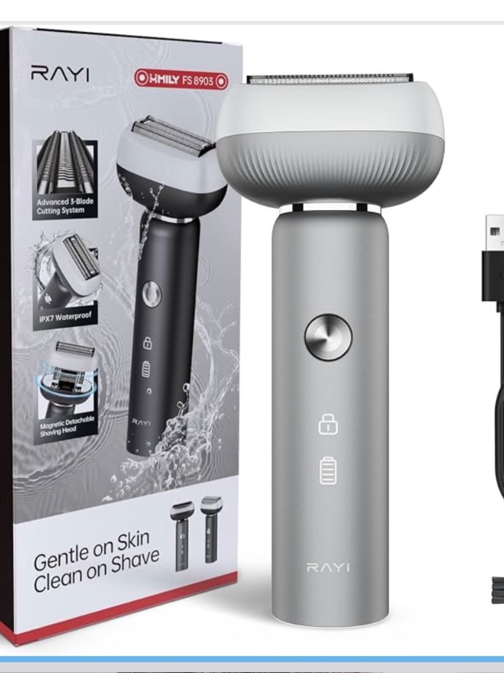 New Electric Shaver for Men with Floating Arc 3-Blade, 9000 RPM, Magnetic Head,